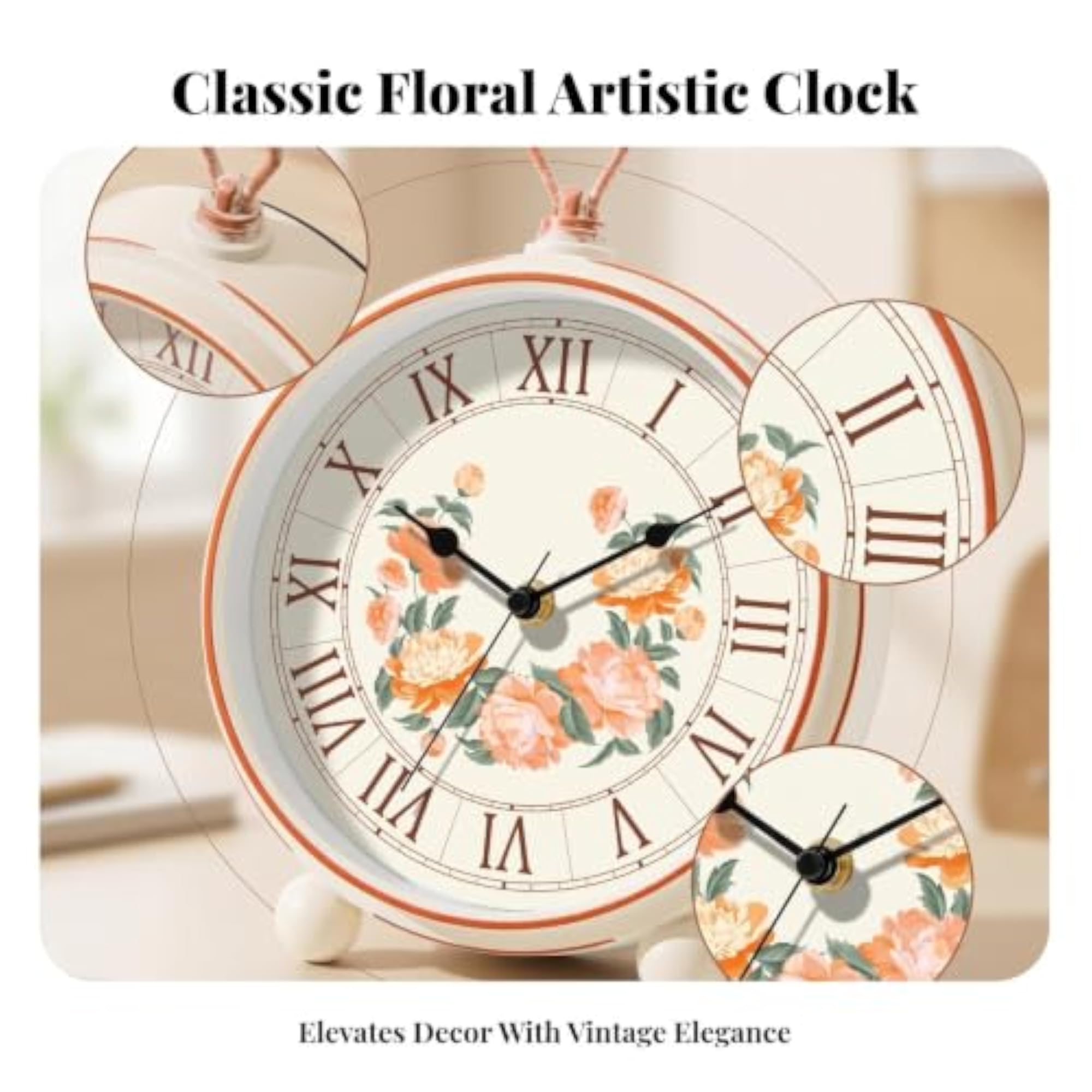 Vintage Analog Copper-Toned Desktop Alarm Clock